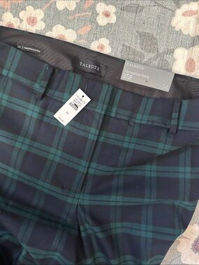 Talbots Navy & Green Plaid Hampshire Ankle Pants